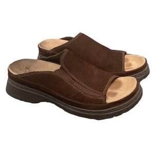 White Mountain 90s Y2K Women Chunky Platform Brown Suede Slip On Sandals Slide 8